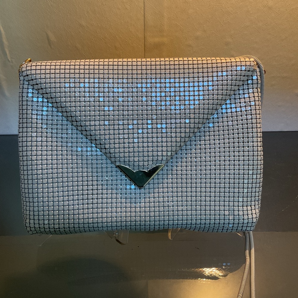 Vintage Cream and White Clutch with Envelope Design